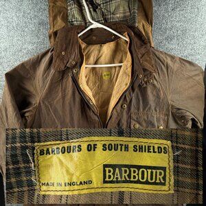 VTG Barbours Of South Shields Waxed Jacket Barbour 60s W/ Liner, Hood, Belt RARE